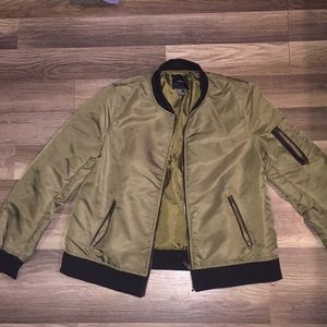 A forever 21 bomber jacket, dark army green.